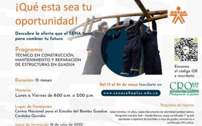 Están abiertas las inscripciones para el ‘Técnico en construcción, mantenimiento y reparación de estructuras en guadua’