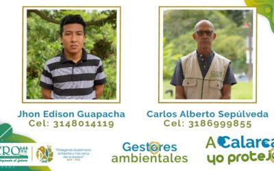 ¡Los gestores ambientales de Calarcá están más cerca del ciudadano!  Conozca las actividades que cumplen en su municipio: atención de denuncias, PQRS, recepción de temas ambientales, monitoreo por afectaciones ambientales o daños a los ecosistemas y socialización del nuevo código de colores para la separación de residuos sólidos, entre otras.  Recuerde que los trámites ante los gestores ambientales no tienen costo.