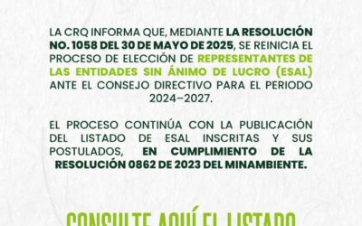 CRQ publica listado de ESAL inscritas y reinicia proceso de elección